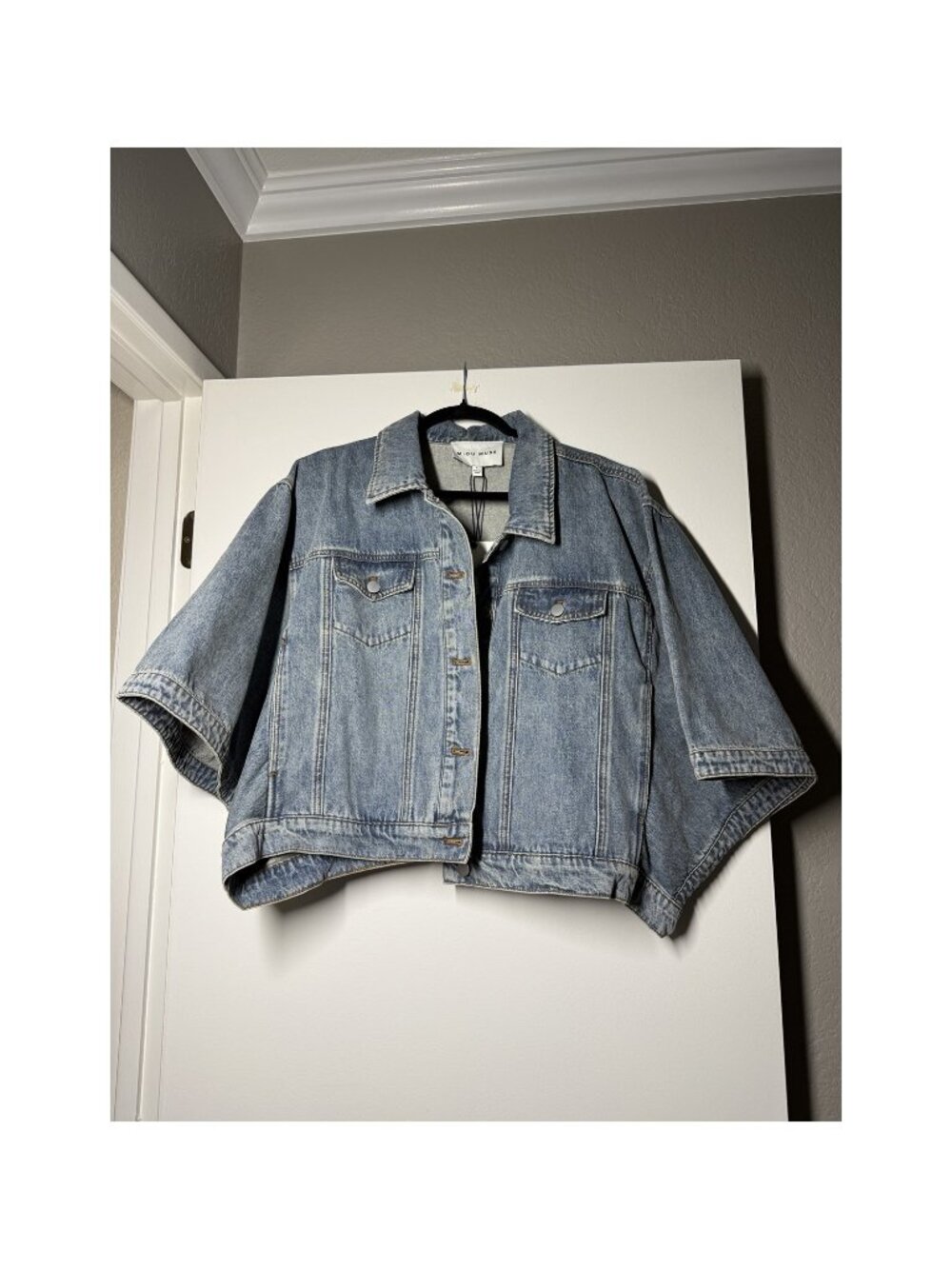 NWT Miou Muse Cape Sleeve Denim Jacket Large